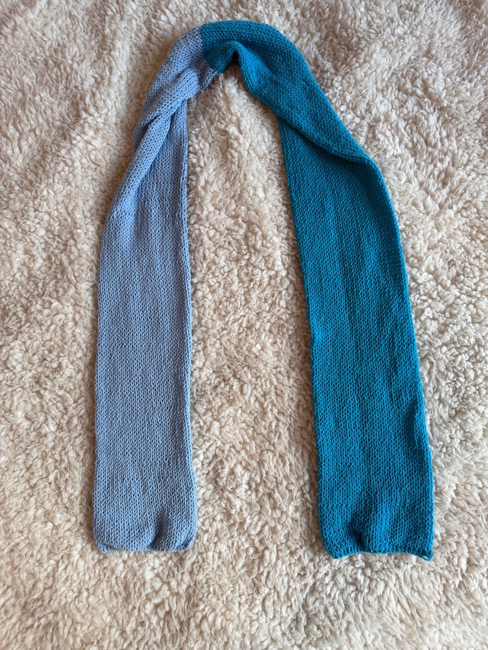 Women’s Merino Wool Two-Tone Knit Scarf - Blue & Light Blue